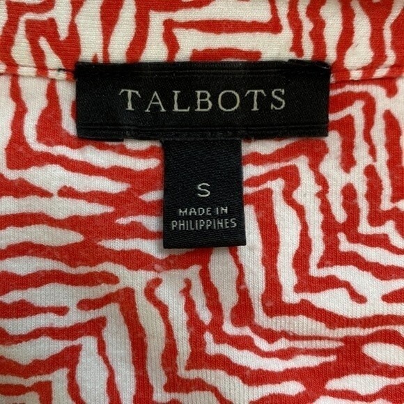 Talbots Leopard Tie-Waist Button Front Midi Shirt Dress 3/4 Sleeve Viscose Coral - Picture 10 of 16